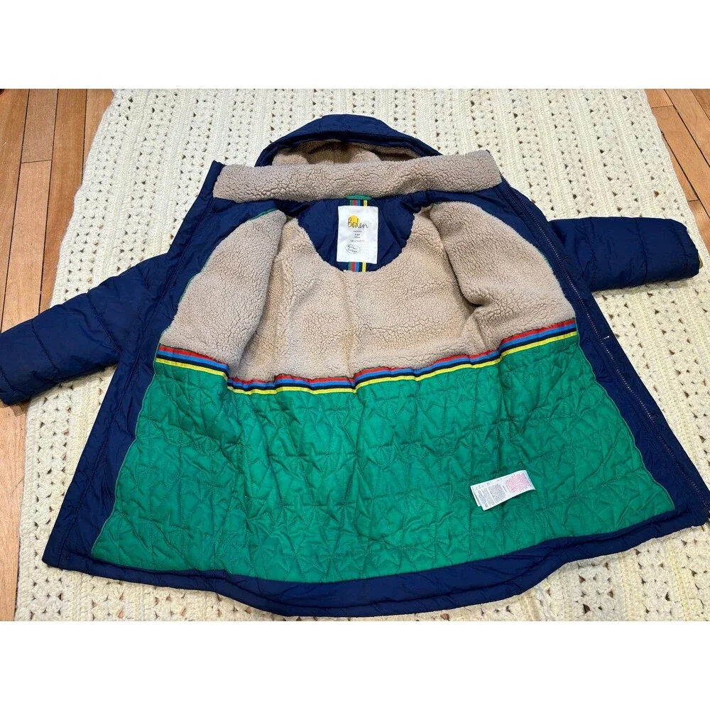 mini boden winter jacket coat 9/10 140 fair navy blue puffer parka warm